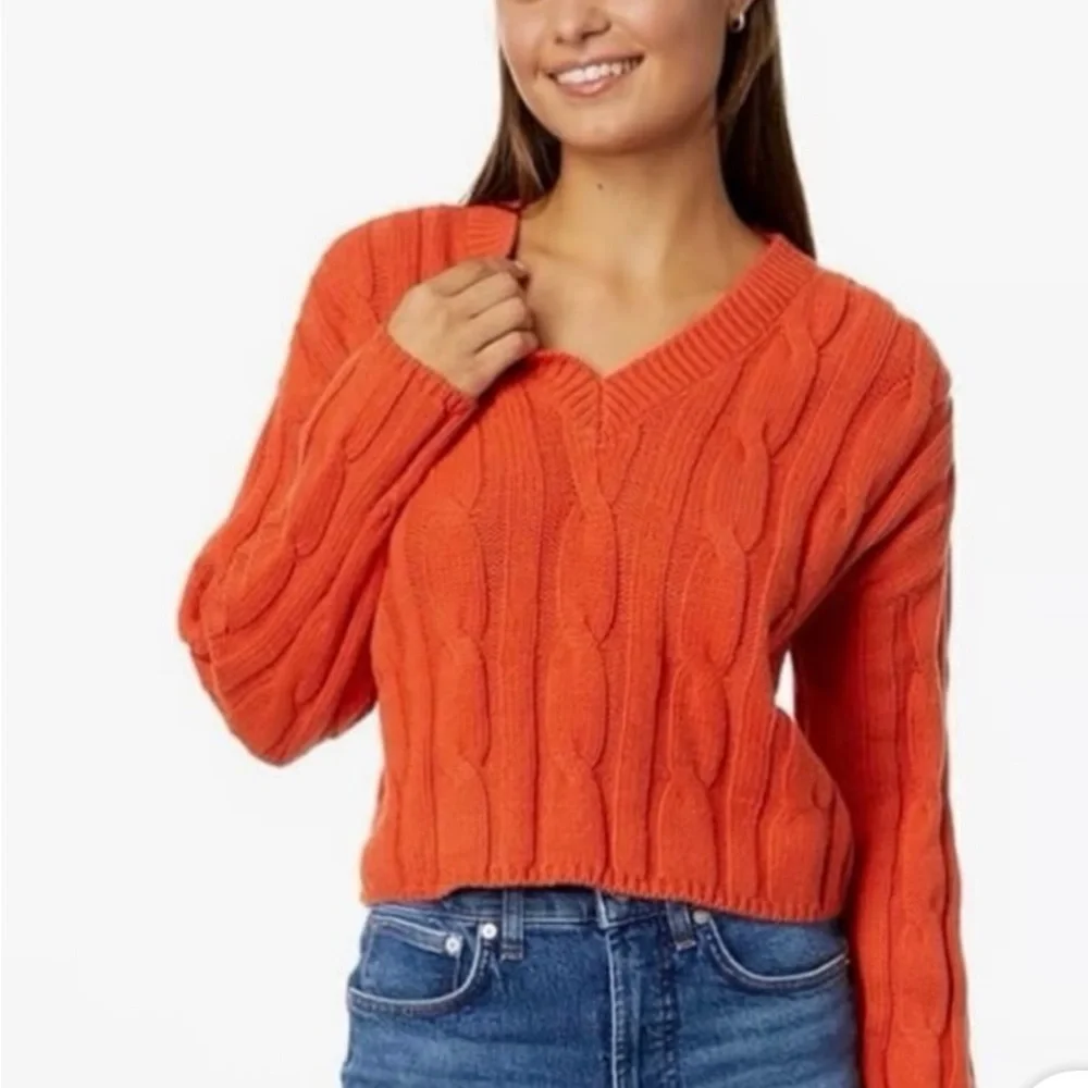 Madewell Women's V-Neck Orange Sweater